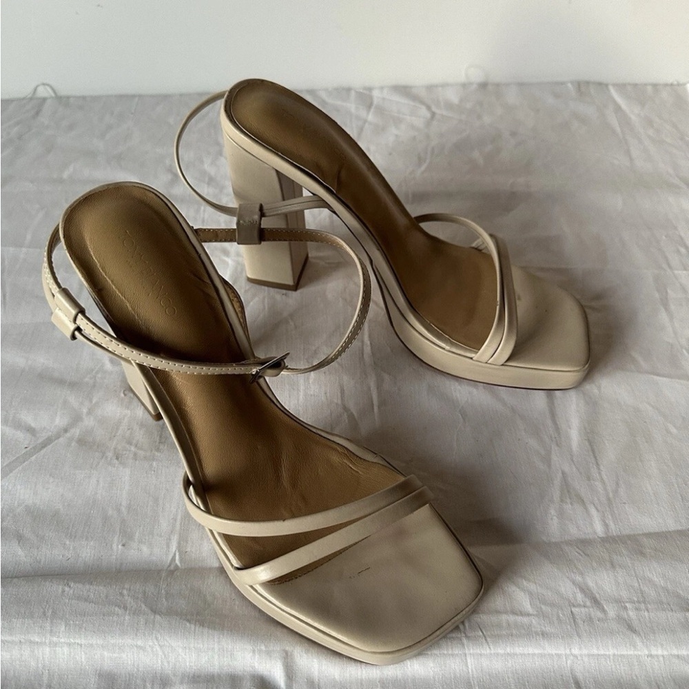 Tony Bianco Detroit Heels Platform Vanilla Capretto Cream 7 $210 - Picture 2 of 7